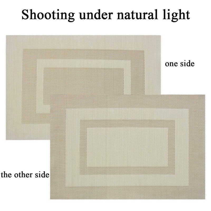 PIGCHCY Placemats Set of 6,Washable Woven Vinyl Kitchen Table Mats Non Slip Placemats,Heat Resistant Durable Placemats for Dining Table (Beige) - Image 4